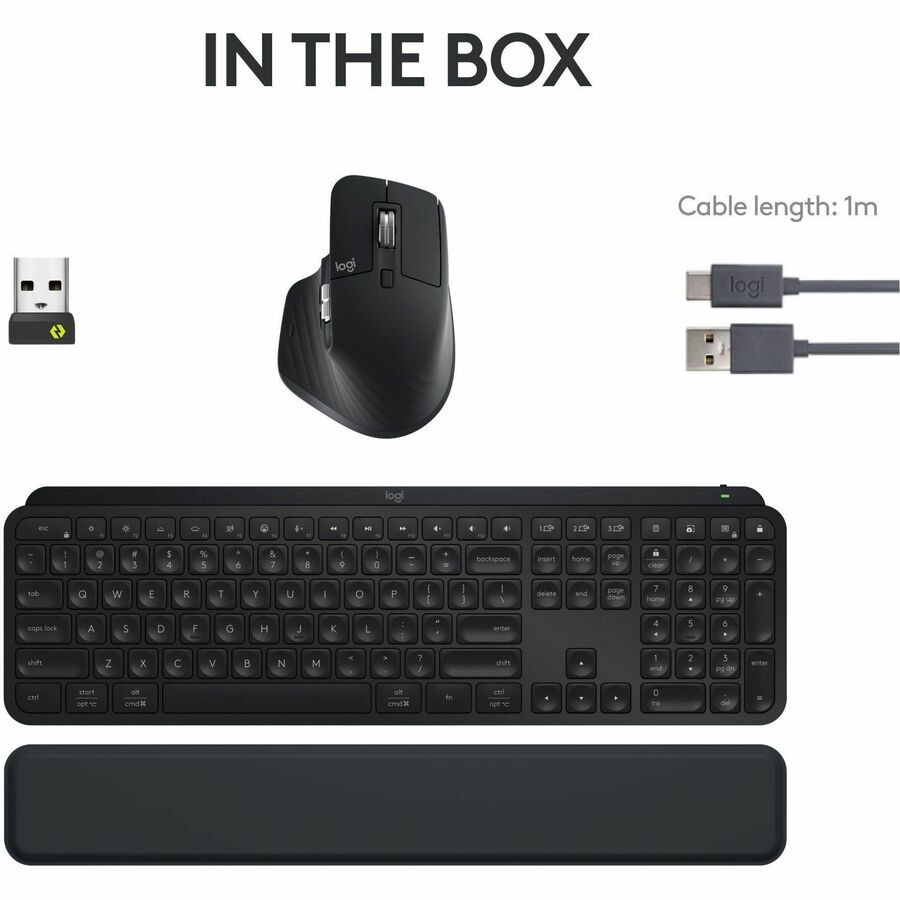Logitech MX Keys S Combo - Performance Wireless Keyboard and Mouse with Palm Rest, Bluetooth - Black - 920-012274