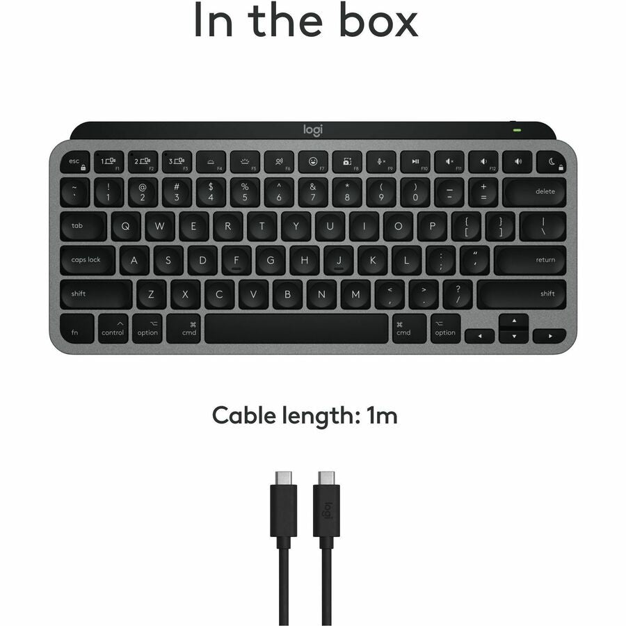 Logitech MX Keys Mini for Mac Minimalist Wireless Keyboard Compact, Bluetooth, Backlit Keys, USB-C, Fast - Space Gray - 920-012644