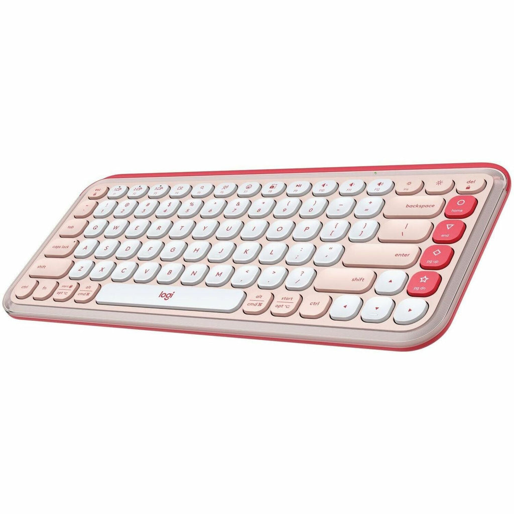 Logitech POP ICON KEYS Wireless Bluetooth Keyboard, Comfortable Typing, Programmable Keys, Easy-Switch Between up to 3 Devices (Rose & Off-white) - 920-013049