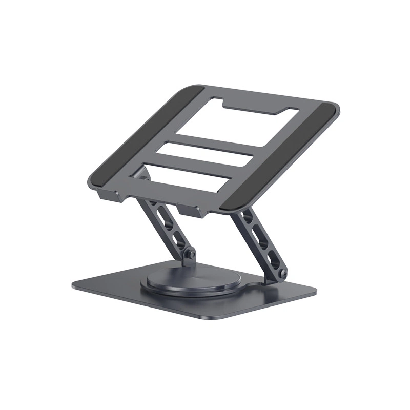 360° Rotatable Laptop Stand, Adjustable Height Aluminum Laptop Riser, Foldable Notebook Holder with Swivel Base for Desk