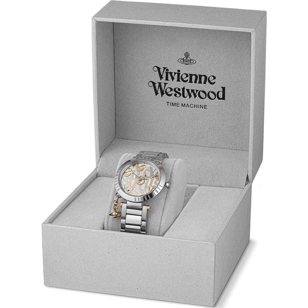 Vivienne Westwood Orb Logomania 32mm Silver Dial Steel Ladies Quartz Watch VV315WSSL