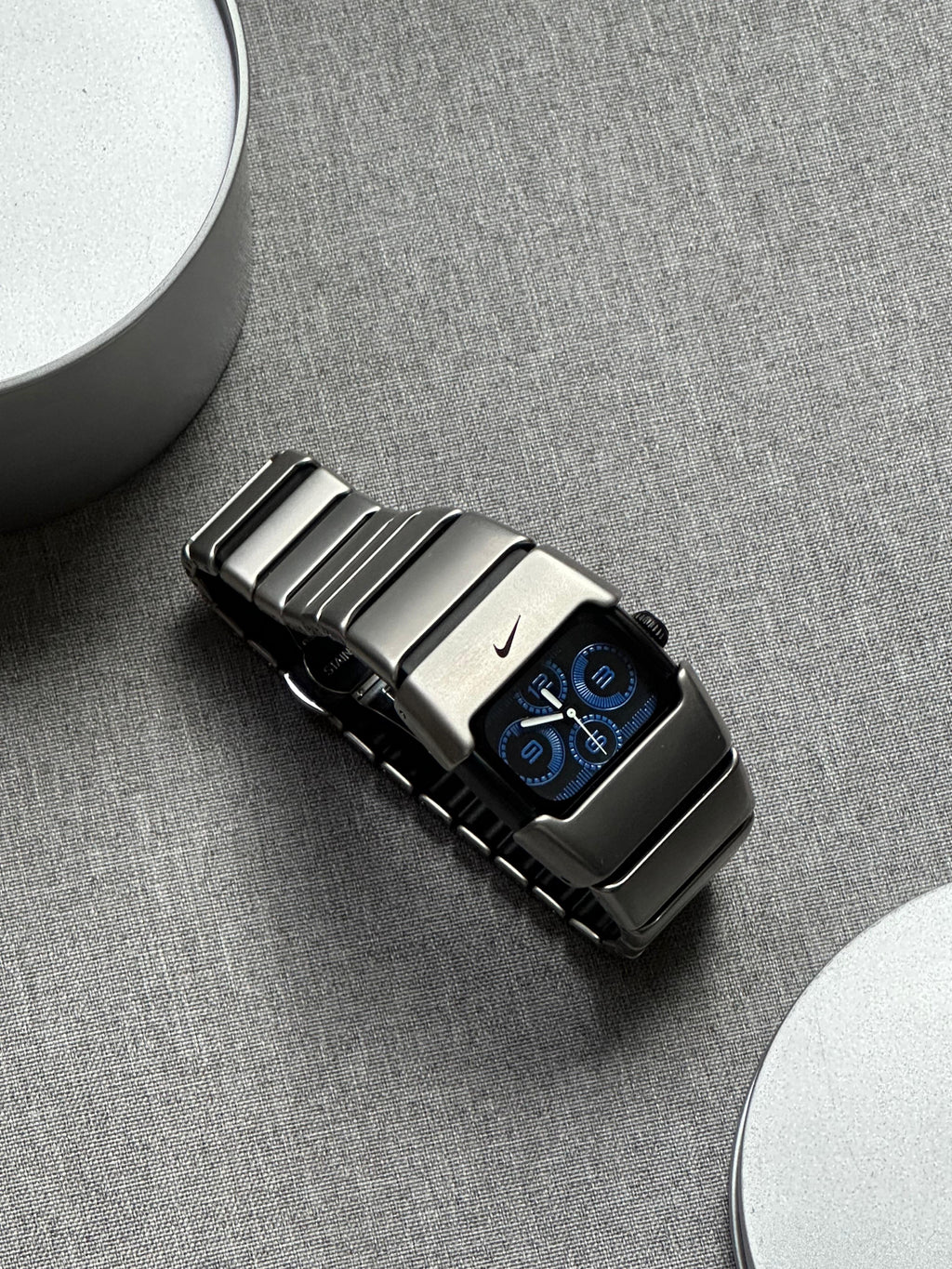 Nike D-Line Satin Silver Analogue Watch with Blue Dial | Rare Collectible | Unisex Retro Sports Timepiece