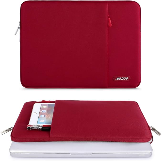 MOSISO Laptop Case 13 inch, 13 inch Laptop Sleeve Compatible with MacBook Air M4 M3 M2 M1 2025-2018 / Pro M2 M1 2025-2016, Polyester Vertical Computer Sleeve Bag with Pocket, Red