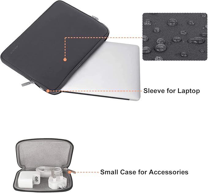 MOSISO Laptop Case 13.3 inch, 13-13.3 inch Laptop Sleeve Bag Compatible with MacBook Air/Pro 13 / Pro 14, HP Dell ASUS Lenovo Notebook, Neoprene Computer Sleeve Bag with Small Case, Space Gray