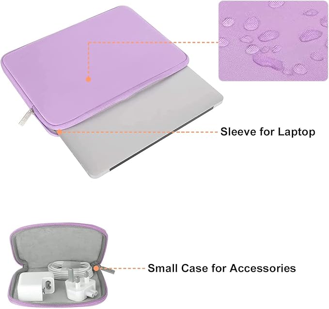 MOSISO Laptop Case 13.3 inch, 13-13.3 inch Laptop Sleeve Bag Compatible with MacBook Air/Pro 13 / Pro 14, HP Dell ASUS Lenovo Notebook, Neoprene Computer Sleeve Bag with Small Case, Purple