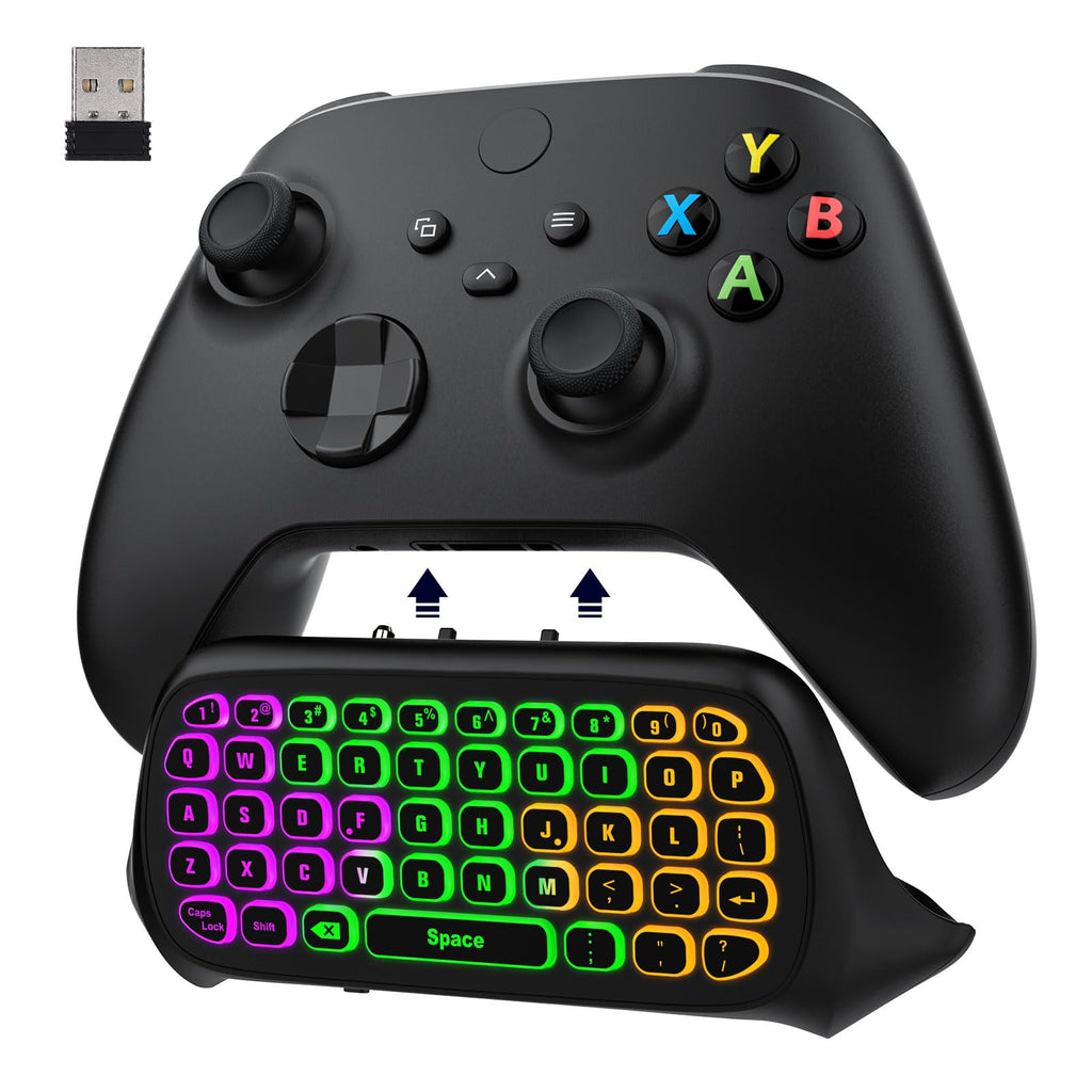 MoKo RGB Backlight Keyboard for Xbox One Controller, Xbox Series X/S, Wireless Chatpad Keypad w/ 2.4G Receiver, Xbox Accessories for Xbox One S/Elite