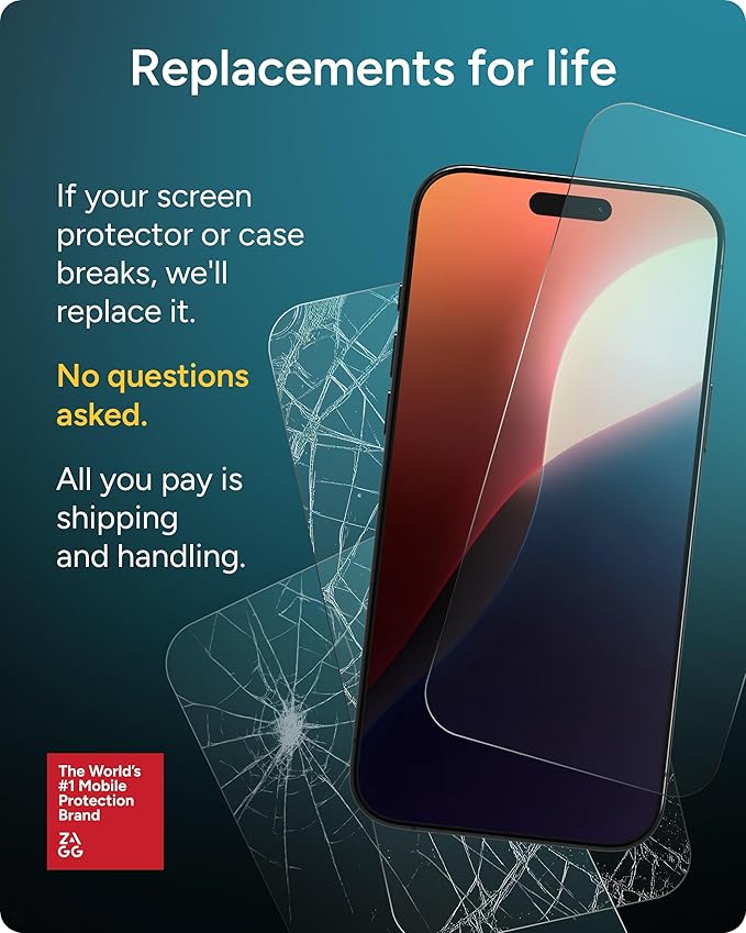 ZAGG Glass Elite Privacy 360 Screen Protector for Apple 17e/ 16e/ 14/13/ 13 Pro - Four-Way Privacy Filter, 5X Tougher, Anti-Fingerprint Technology, InvisibleShield, Easy to Install