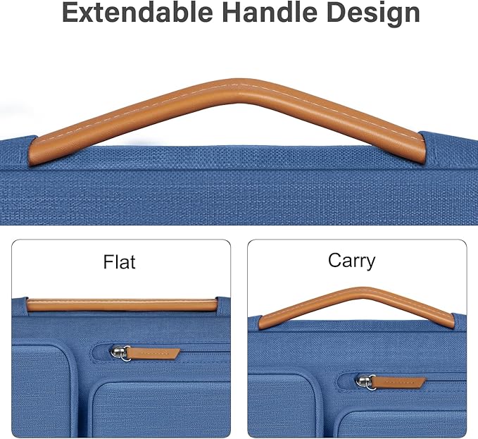 MOSISO 360 Protective Laptop Case 13.3 inch, 13-13.3 inch Laptop Sleeve Compatible with MacBook Air/Pro 13 / Pro 14,HP Dell Acer ASUS,Side Open Carrying Case with 4 Zipper Pockets&Handle, Cadet Blue