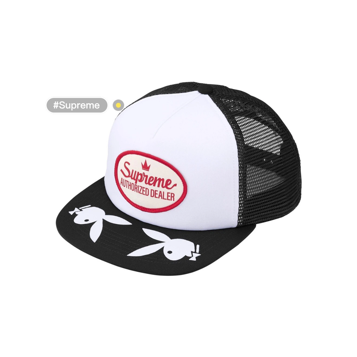 Rabbit Print Mesh Trucker Cap, Black & White Street Hat with Adjustable Snapback