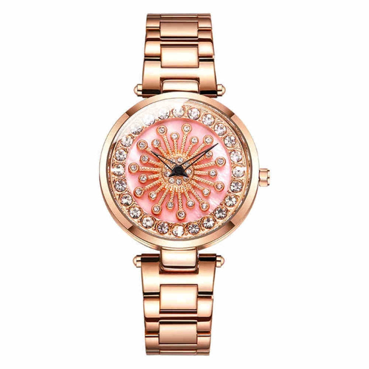 SANDA 1017 Lady Watch All Over The Sky Star 360 Degree Rotating Watch Diamond Steel Band Women Watch