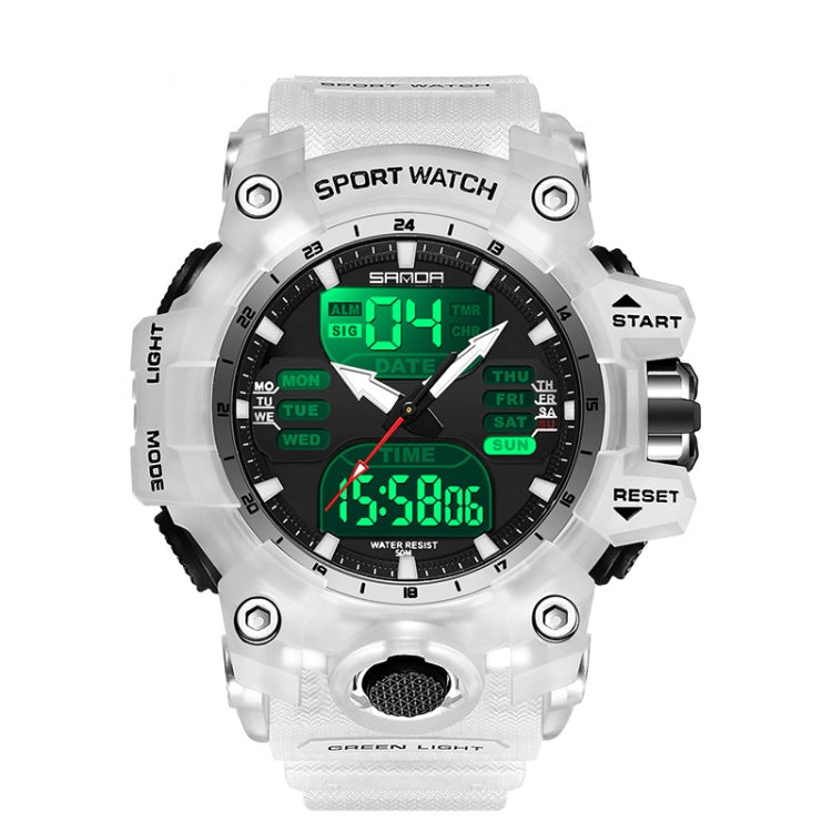 SANDA Green Light Alarm Clock Multifunctional Waterproof Shockproof Transparent Watch