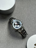 Oakley Judge Chronograph Watch – Blue/ White/ Black Dial, Stainless Steel Polished Bracelet, Swiss Movement