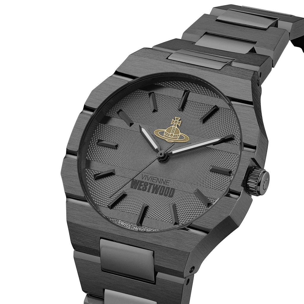 Vivienne Westwood The Bank 37mm Black Dial Steel Quartz Watch VV294GYGN