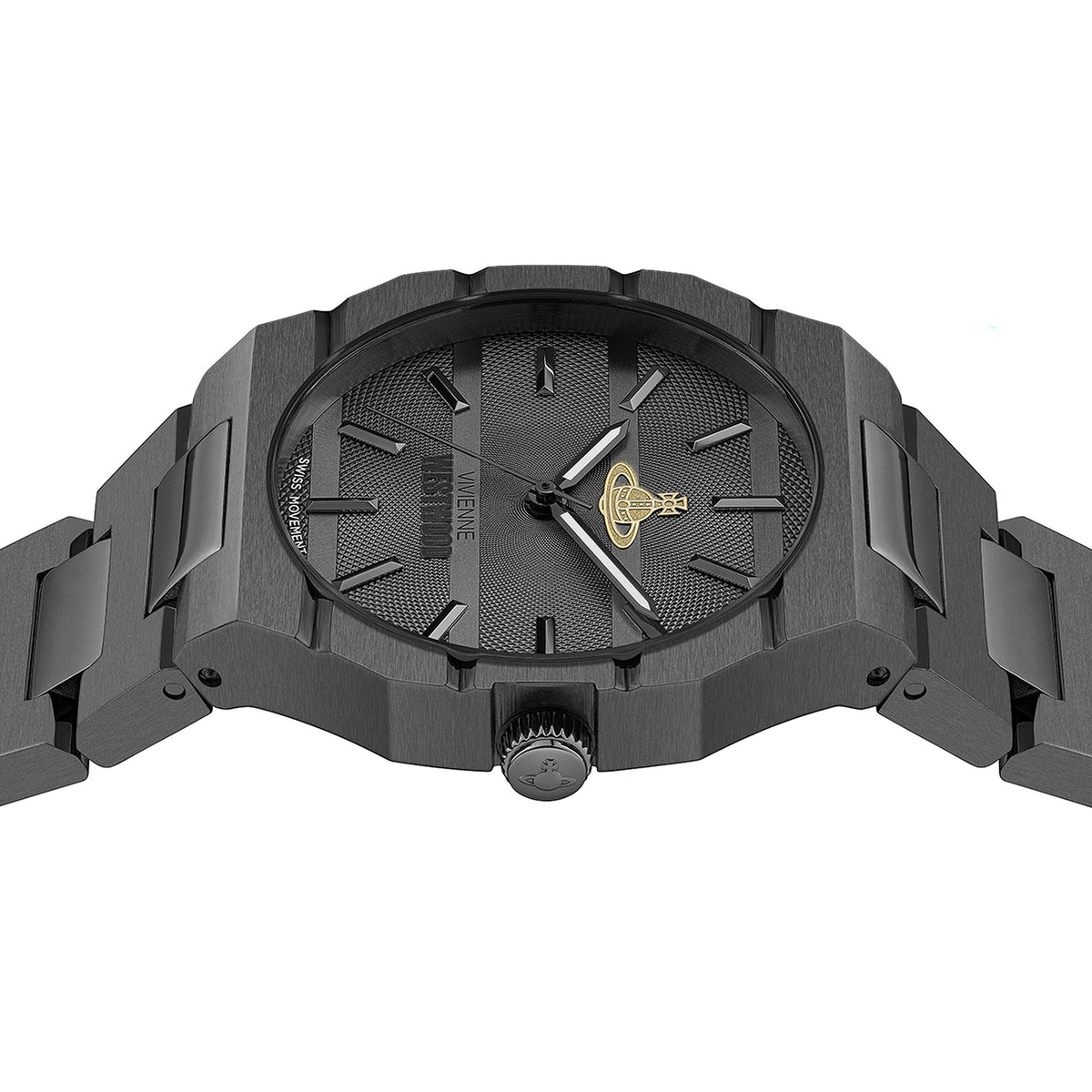 Vivienne Westwood The Bank 37mm Black Dial Steel Quartz Watch VV294GYGN