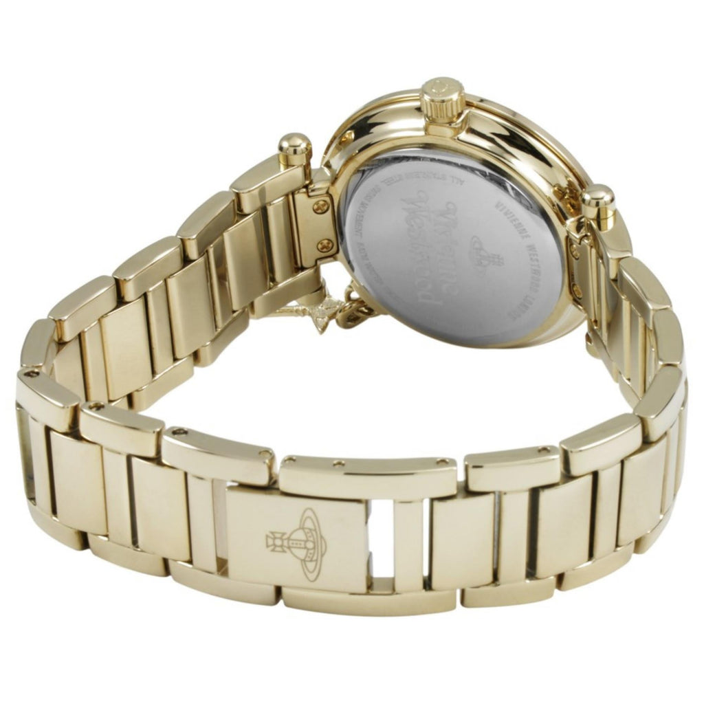 Vivienne Westwood Kensington II 32mm Gold Dial Steel Ladies Quartz Watch VV006KGD