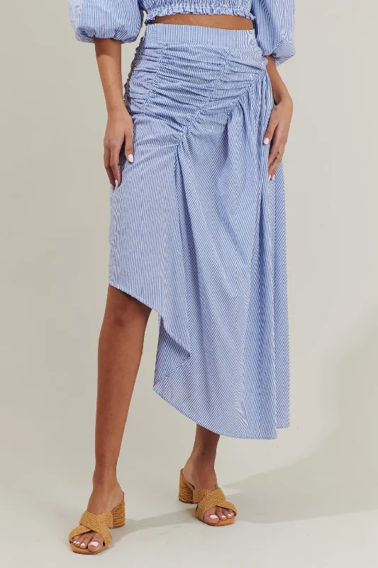 Sammy Striped Belen Ruched Midi Skirt