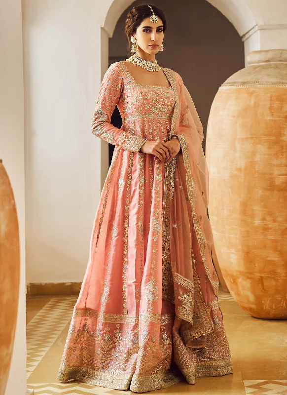 Dusty Peach Embroidered Anarkali