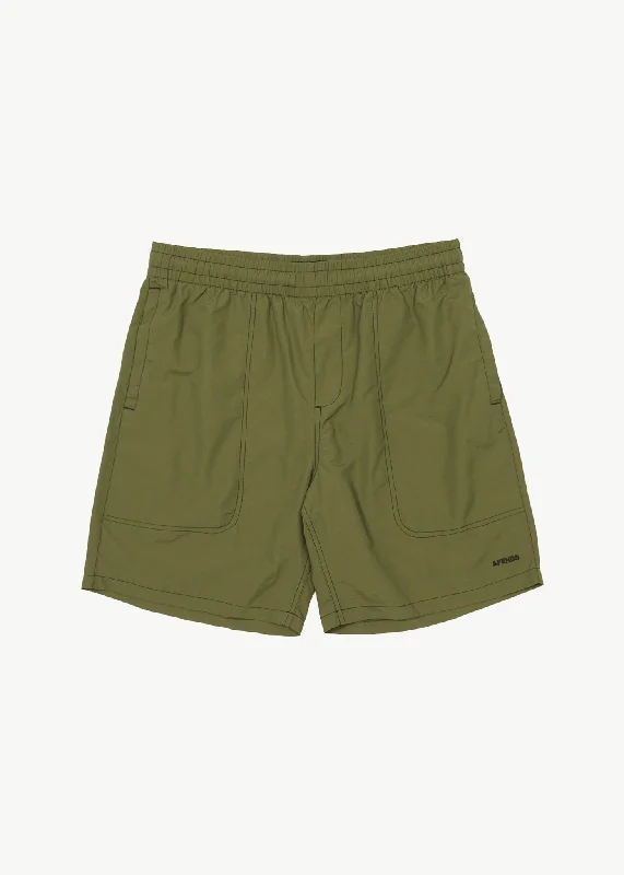 AFENDS Mens Baywatch - Swim Shorts 18" - Military