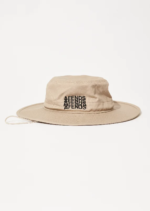 AFENDS Mens Limits - Bucket Hat - Dark Ecru