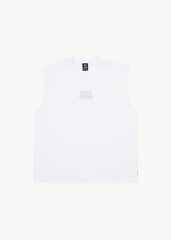 AFENDS Mens Limits - Graphic Sleeveless T-Shirt - White