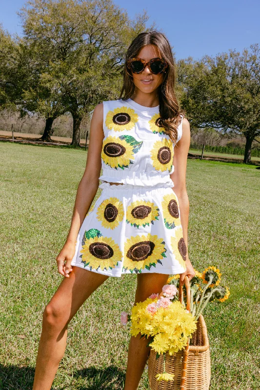 White Sunflower Skort