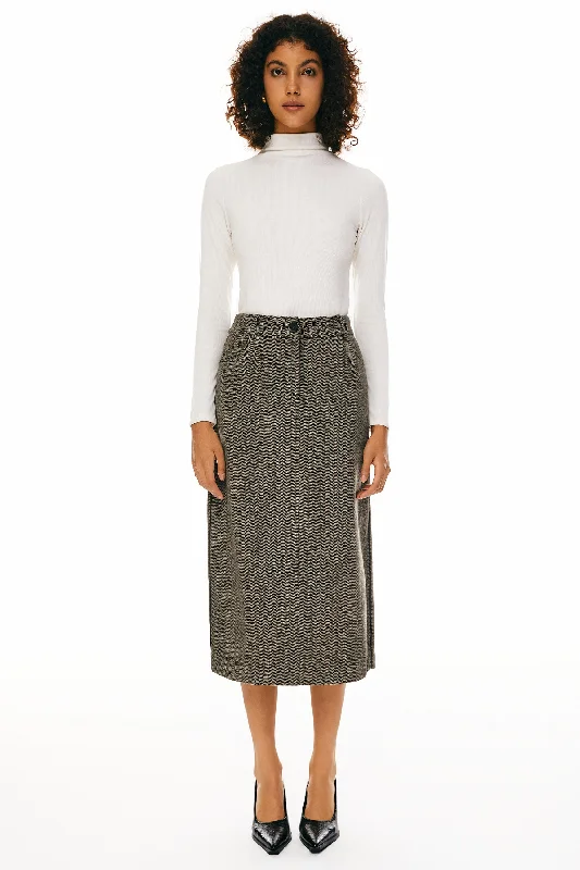 Wool Midi Office Skirt