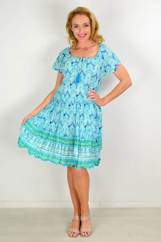 Aqua Shift Dress Cotton Tunic