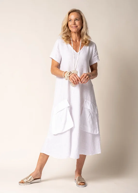 Lada Linen Dress in White