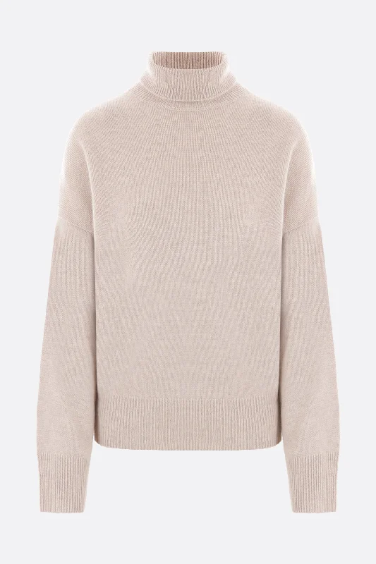 Suede cashmere turtleneck