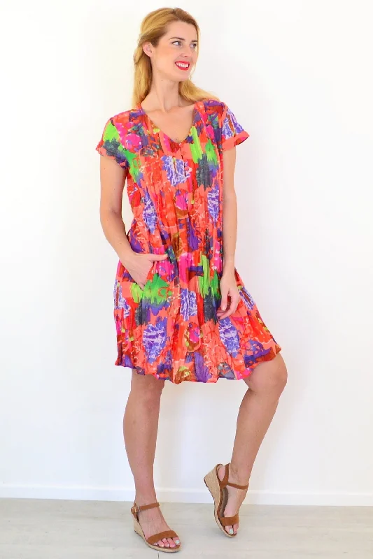 Orange Tropical Nicola Dress Cap Sleeve Tunic