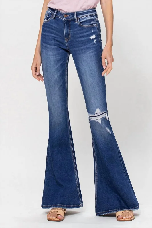 Phoenix Mid Rise Flare Jean In Blue