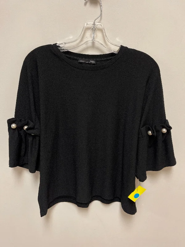 Top Short Sleeve By Zara In Black, Size: S