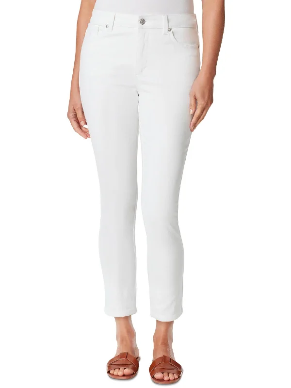 Womens Textured High Rise Ankle Jeans