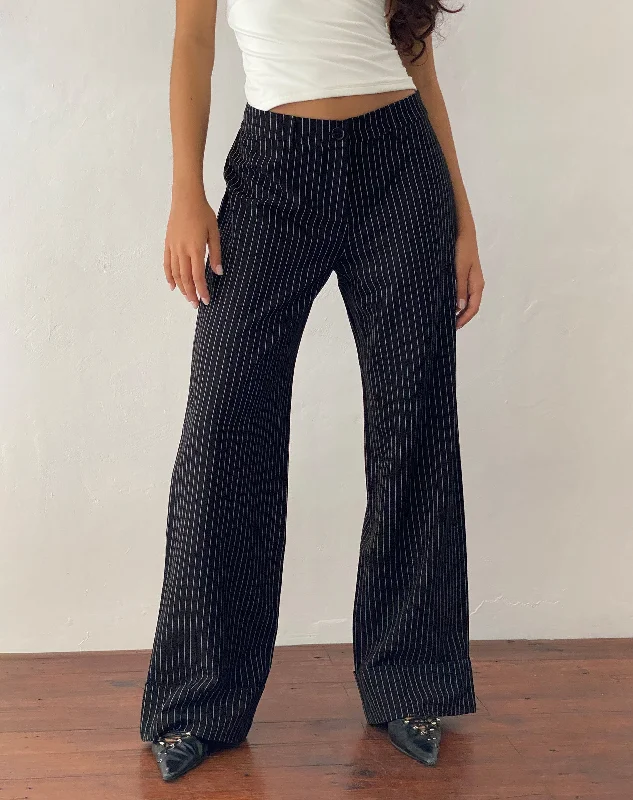 Abba Low Rise Trouser in Black Pinstripe Tailoring