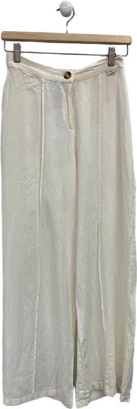 T/ALA White Linen Trousers UK S