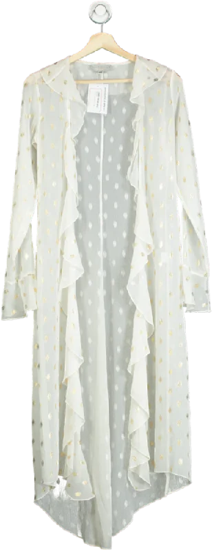 Never Fully Dressed White Gold Polka Dot Sheer Duster UK S/M