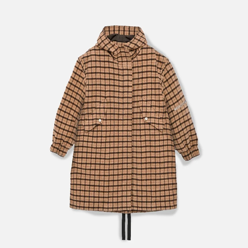 Hunter Wool Blend Parka Coat - Beige / Multi