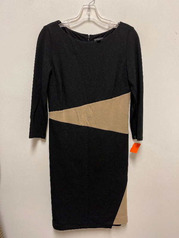 Dress Casual Midi By Ann Taylor In Black Cream, Size: S