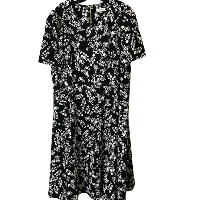 Dress Casual Midi By Calvin Klein In Black & White, Size: 24