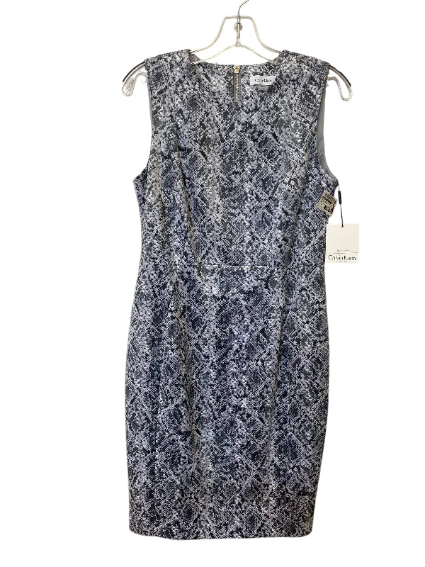 Dress Casual Midi By Calvin Klein In Striped Pattern, Size: 8