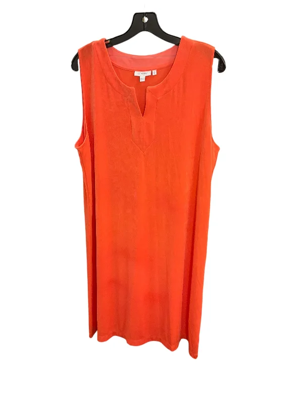 Dress Casual Midi By Chicos In Orange, Size: Xl