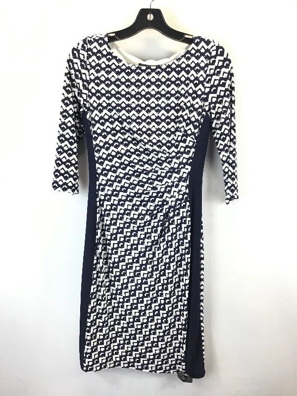 Dress Casual Midi By Lauren By Ralph Lauren In Blue & White, Size: 2