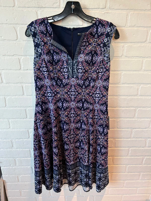 Dress Casual Midi By Maggy London In Blue & Purple, Size: 10