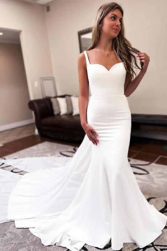 Long Chiffon Boho Wedding Dress Summer Sweetheart Backless