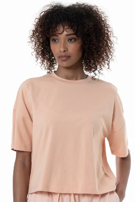 Boxy Branded T-Shirt _ 154354 _ Peach