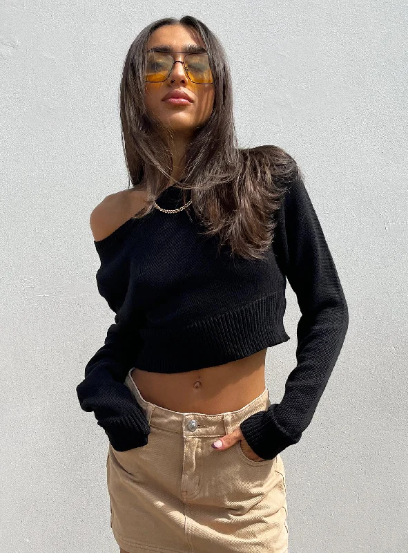 Britta Cropped Sweater Black