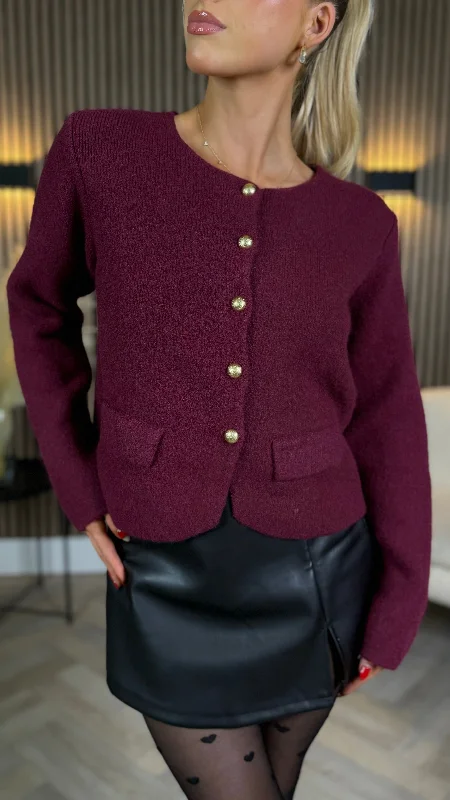 Missy Burgundy Button Down Cardigan