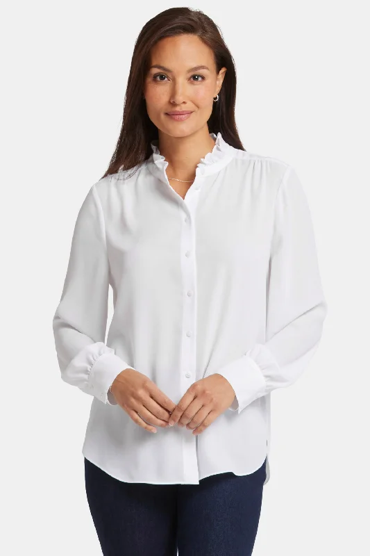 Ruffle Neck Blouse - Optic White