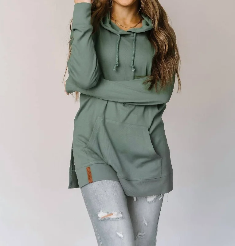 Sideslit Hoodie In Chive