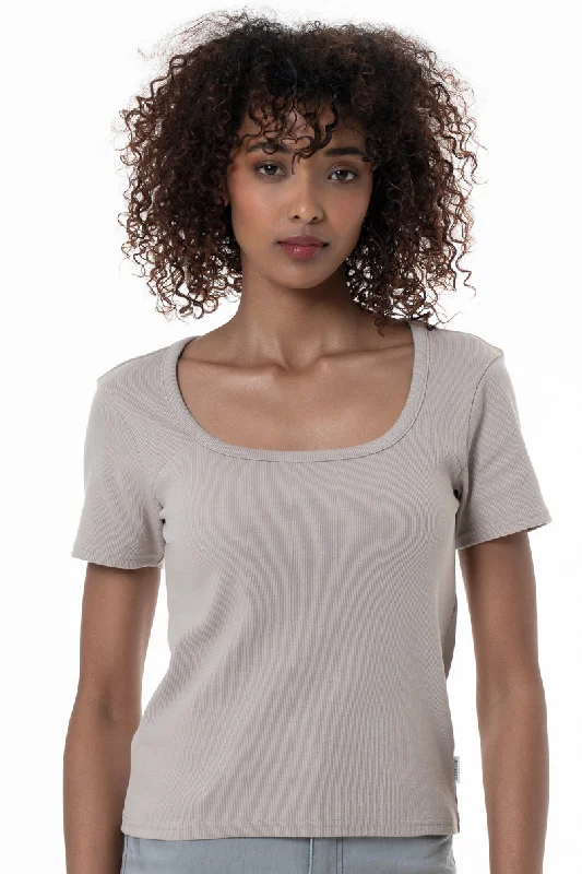 Square Neck T-Shirt _ 153808 _ Taupe